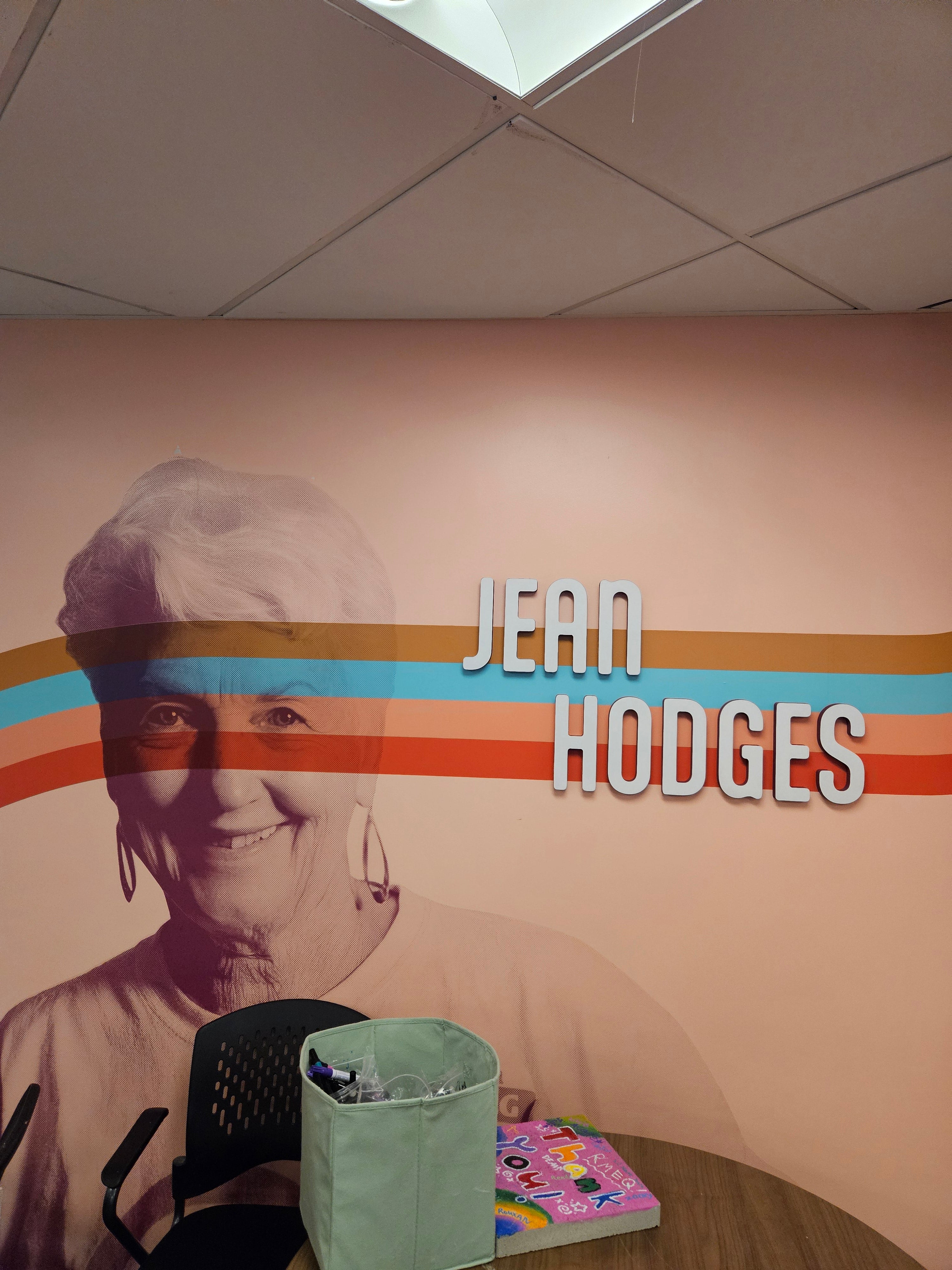 Jean Hodges' vinyl portrait at Rocky Mountain Equality in Boulder, Colorado.