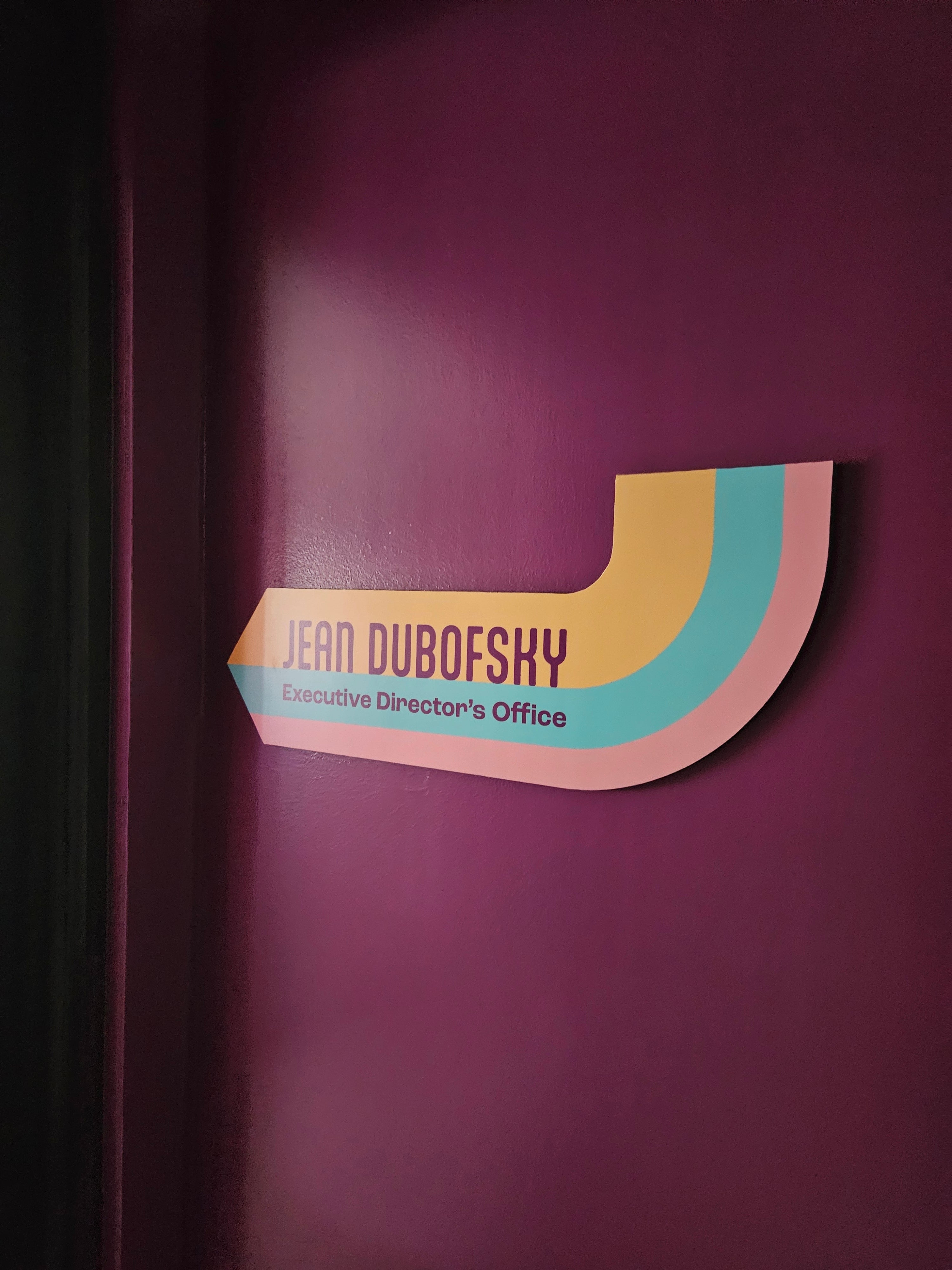 ADA + ID sign for Rocky Mountain Equality's Jean Dubofsky office in Boulder, Colorado.