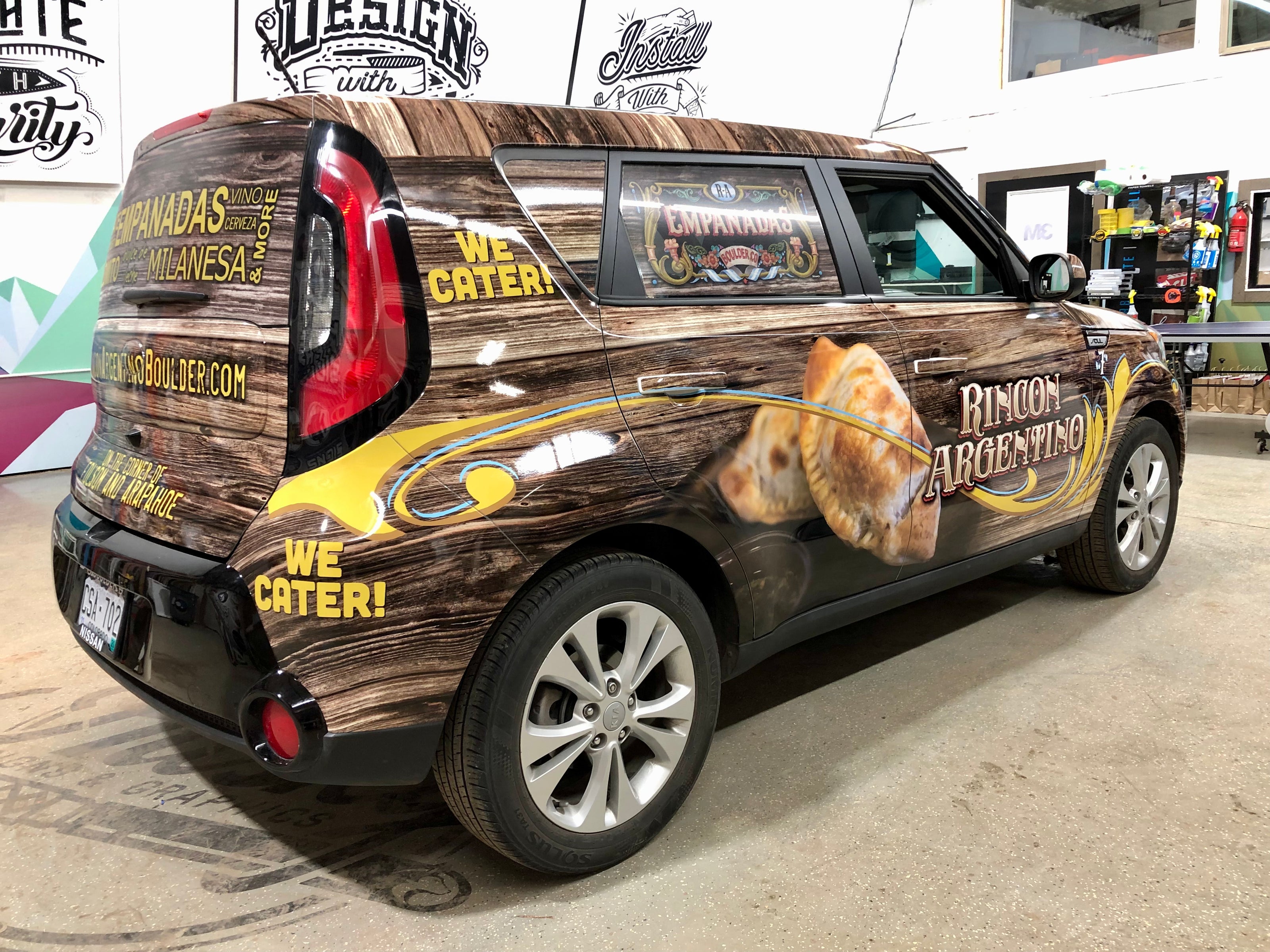 Custom designed vehicle vinyl wrap.