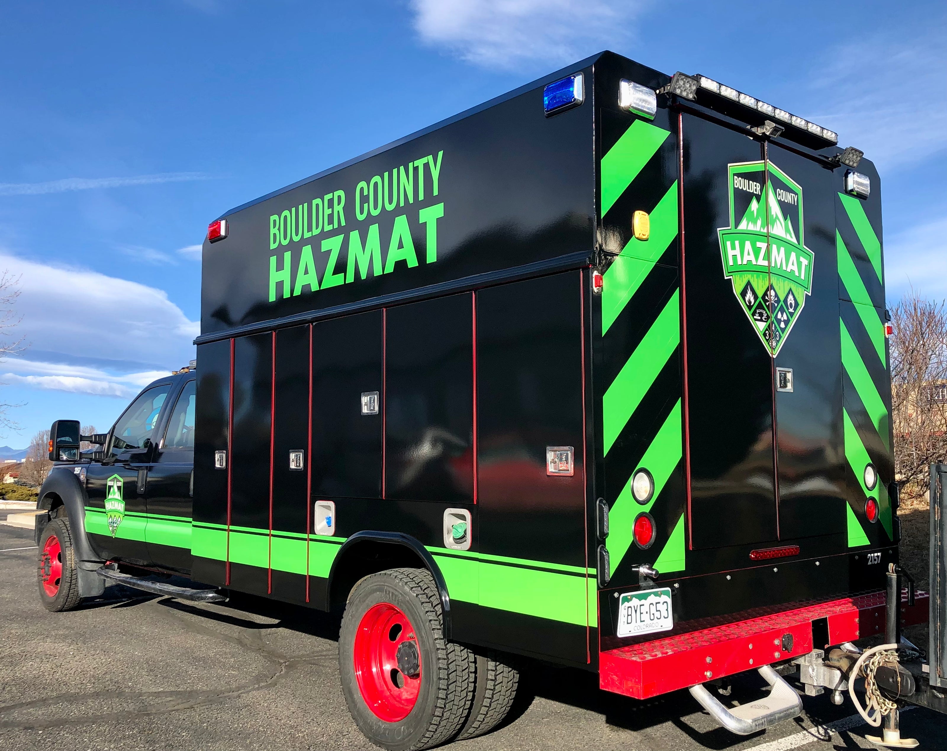 Entire vehicle vinyl wrap for Boulder County Hazmat.