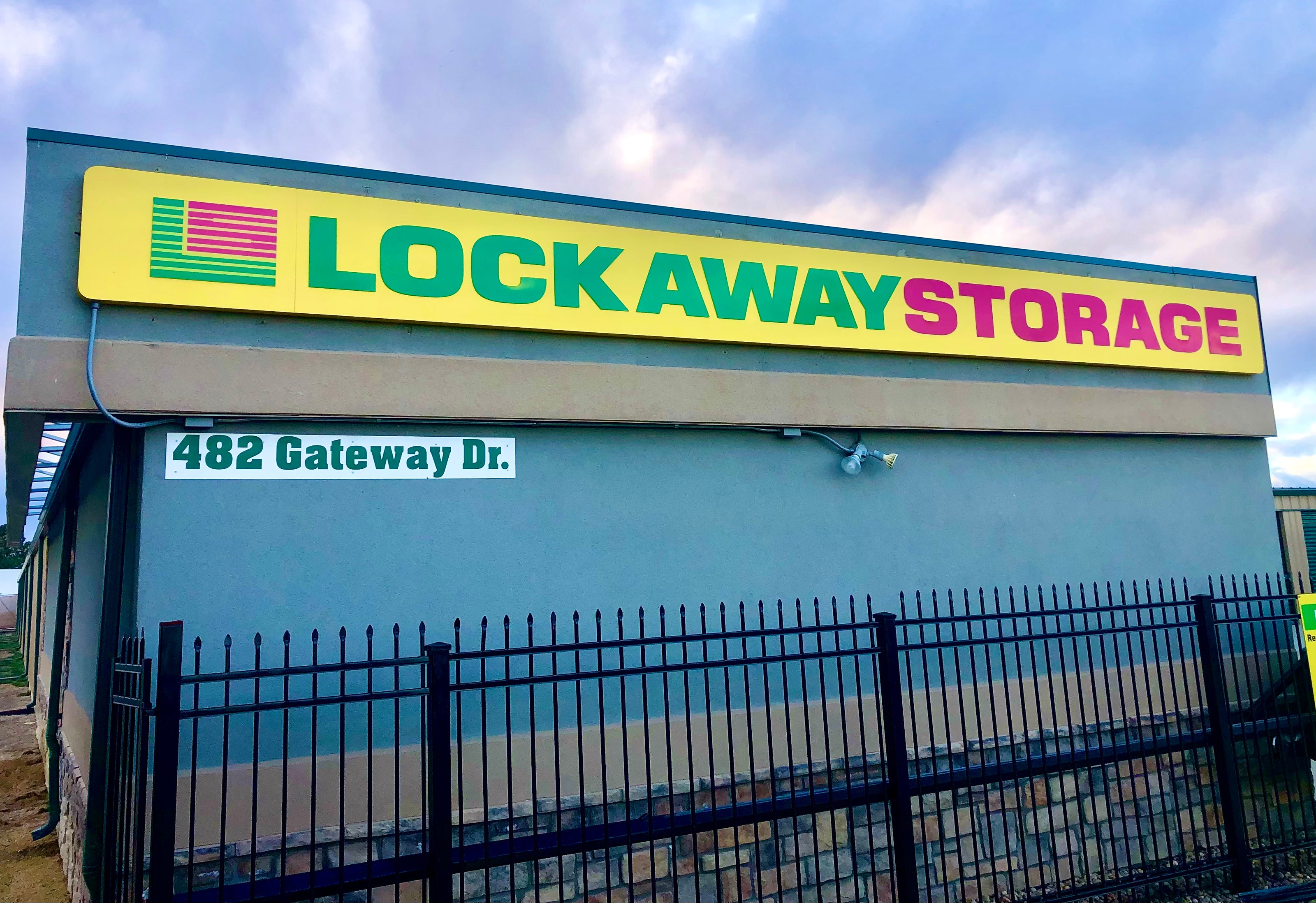 External Fabricated Sign for Lock Away Storage.