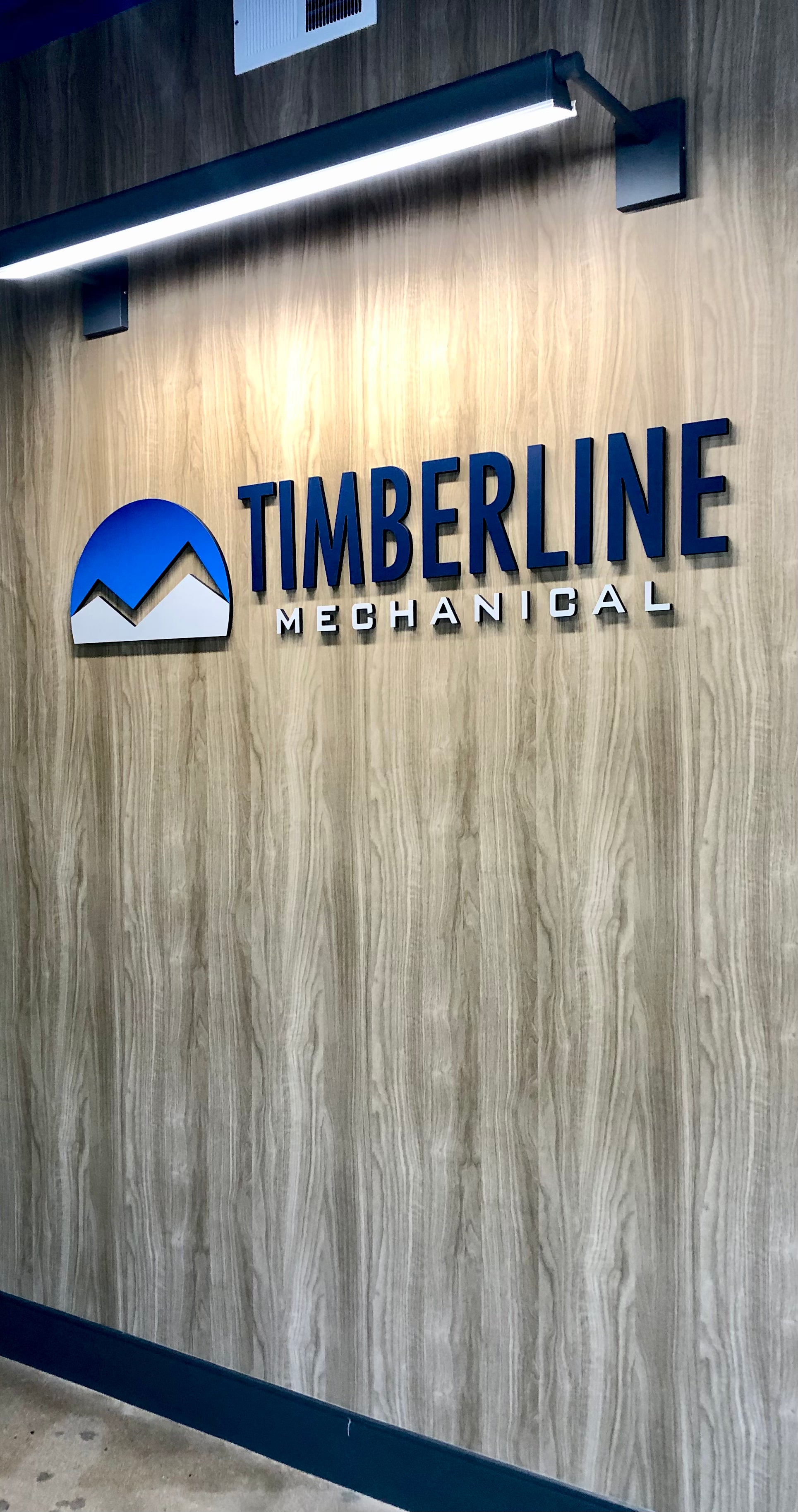 Custom business signage for Timberline Mechanical in Boulder, Colorado.