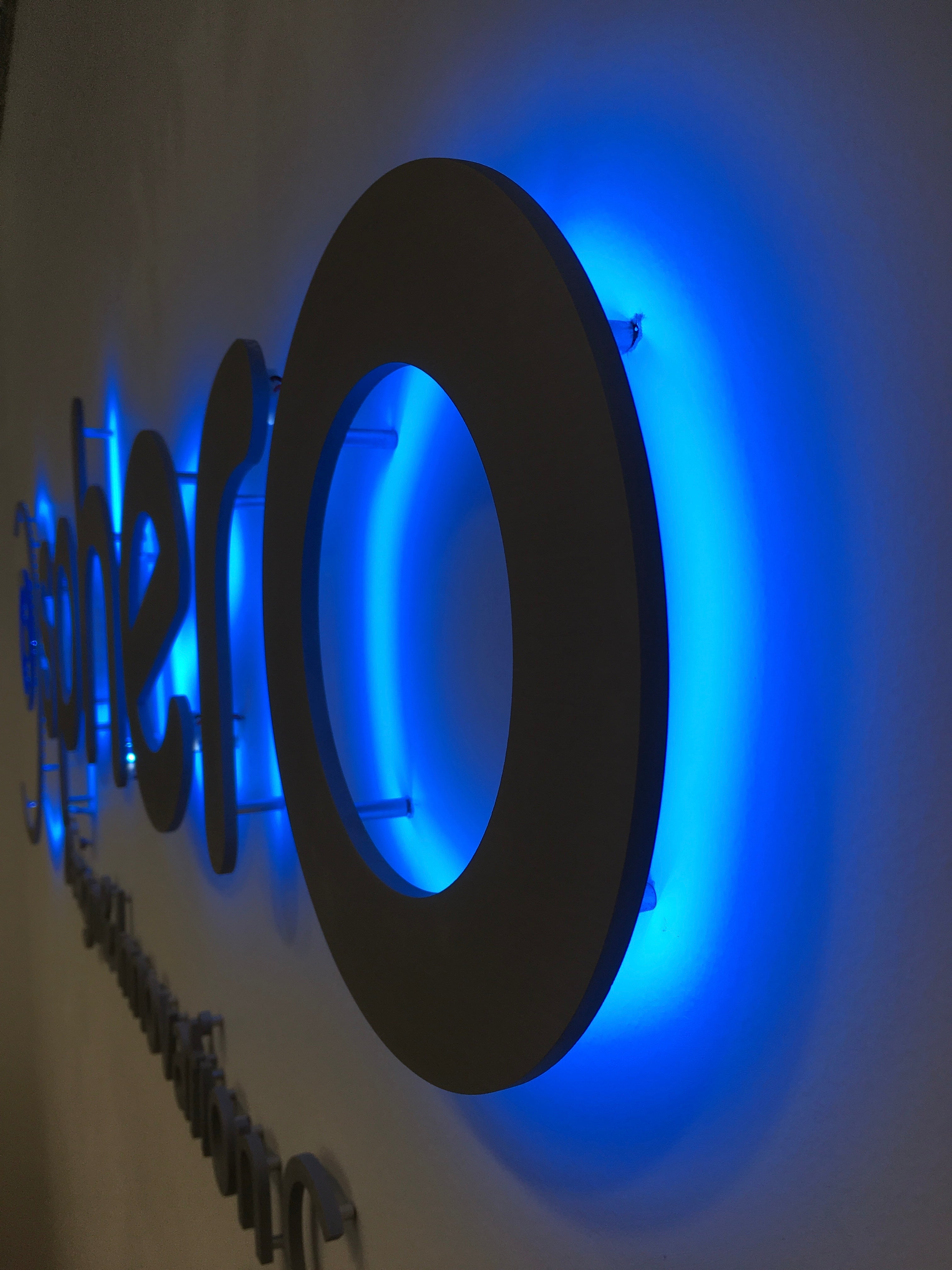 Illuminated fabricated interior signage for Sphero.