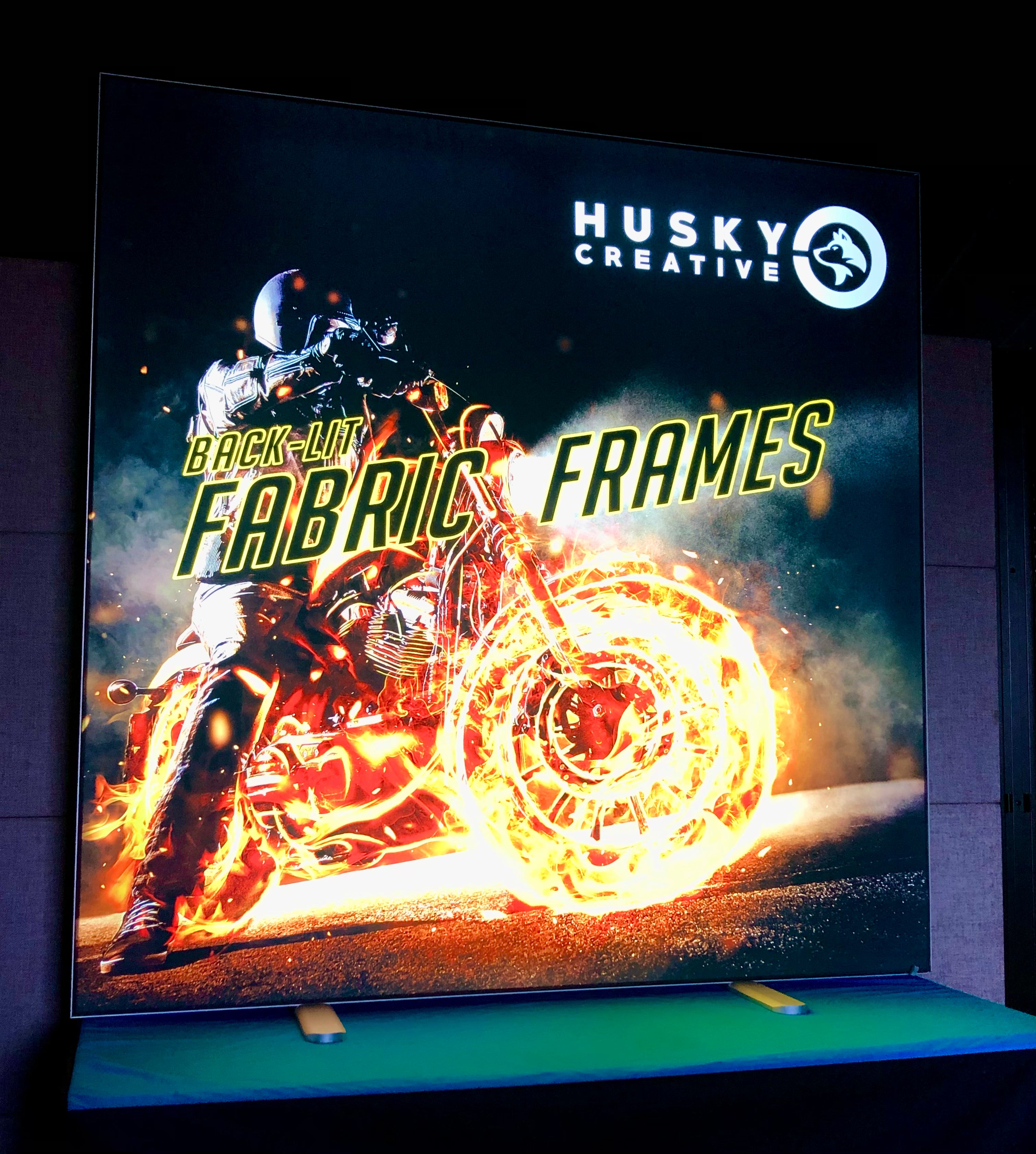 Husky Creative's Lit SEG Fabric Frame Lightbox display example.