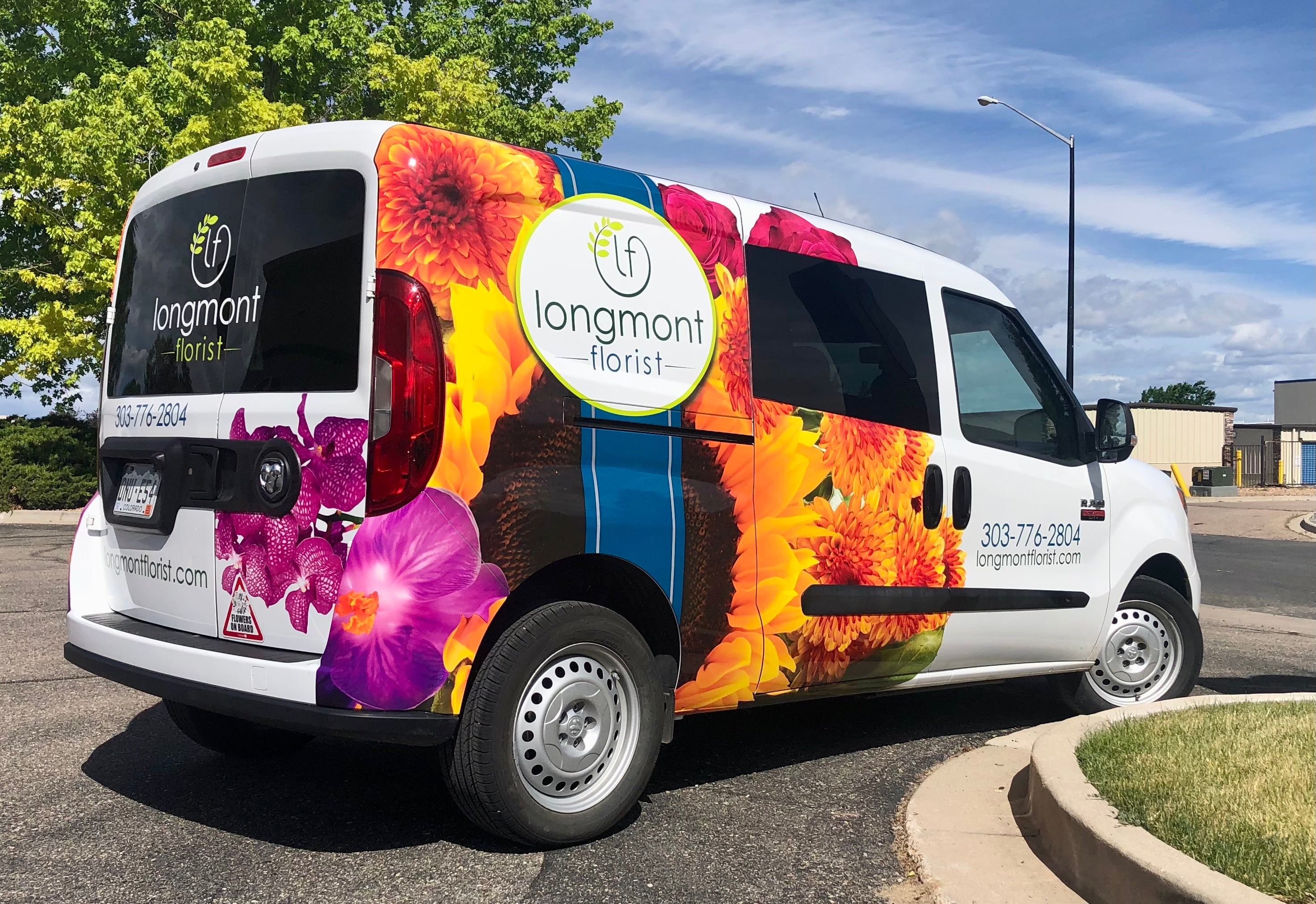 Partial and spot graphics for vans, Longmont Florist.